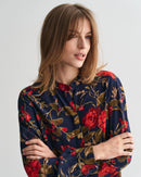Rose Print Blouse - Classic Blue