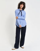 Relaxed Fit Striped Poplin Shirt - Clear Sky