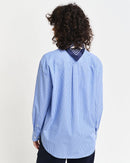 Relaxed Fit Striped Poplin Shirt - Clear Sky