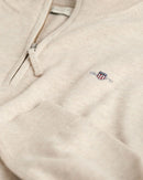 Shield Cotton Half Zip Sweatshirt - Light Beige Melange
