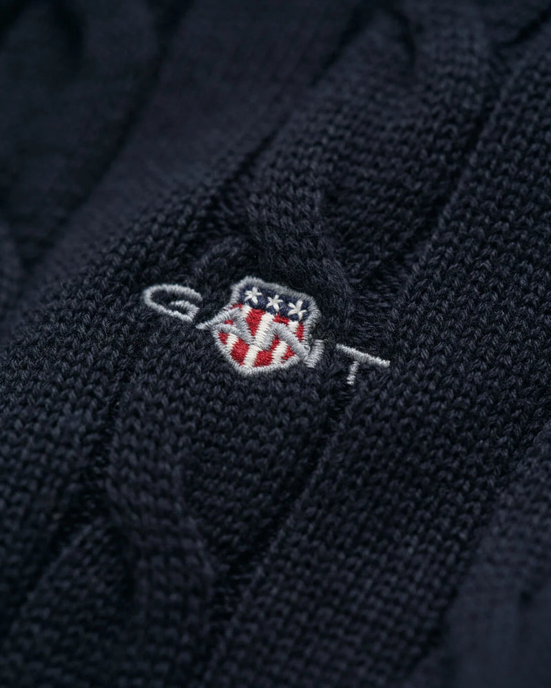 Cotton Cable Half Zip Sweatshirt - Evening Blue