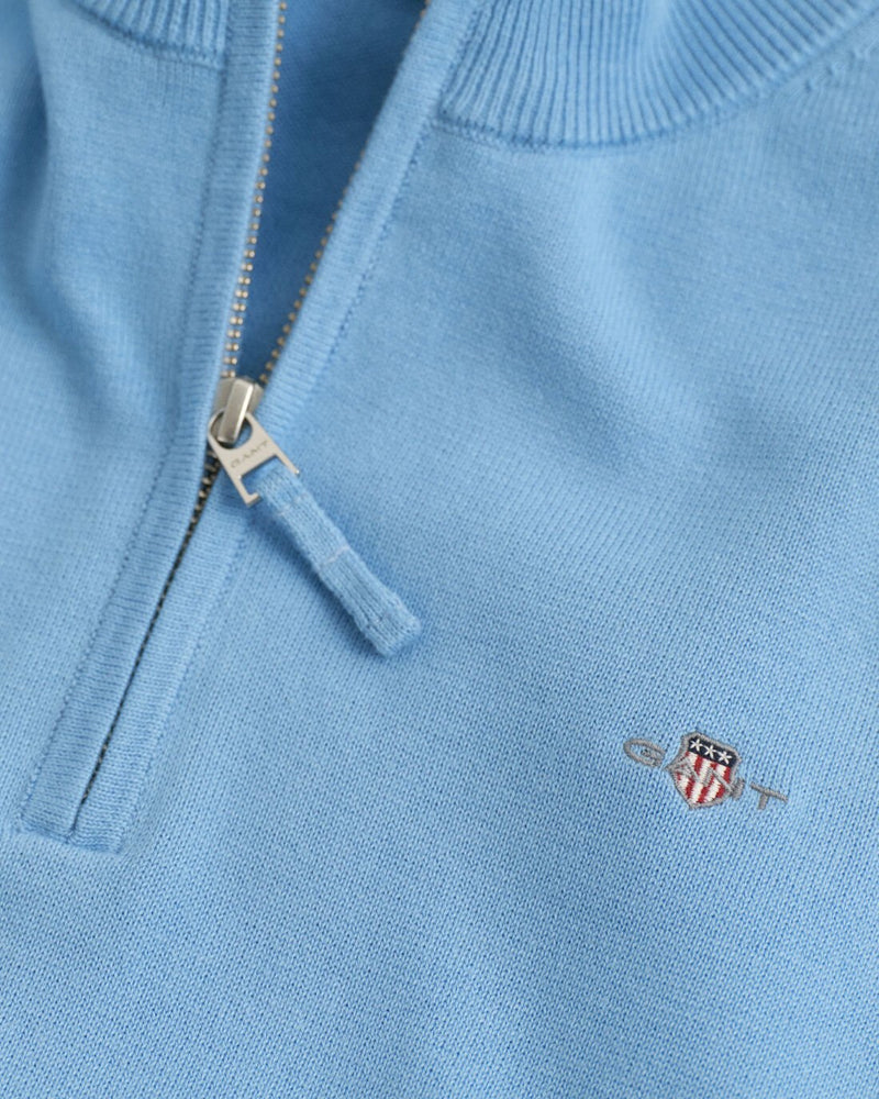 Gant Shield Cotton Half Zip Sweatshirt - Dream Blue