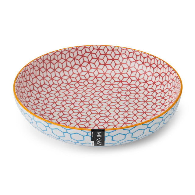 Blue Geometric Stoneware Bowl