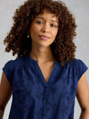 Amelia Embroidery Top - Indigo