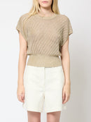 Jada Metallic Knit Top - Soft Gold
