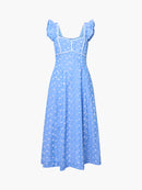 Tamara Broderie Midi Dress - Chambray Blue