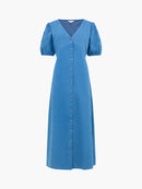 Zaves Chambray Puffsleeve Dress - Bleach Wash
