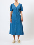 Zaves Chambray Puffsleeve Dress - Bleach Wash