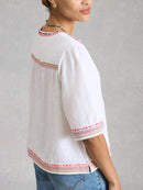 Lizzie Embroidered Top - Ivory