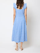 Tamara Broderie Midi Dress - Chambray Blue