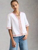 Lizzie Embroidered Top - Ivory