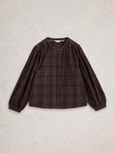 Lana Check Cord Top - Brown Multi