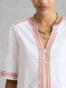 Lizzie Embroidered Top - Ivory