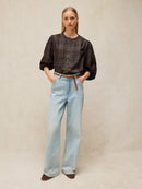 Lana Check Cord Top - Brown Multi
