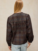 Lana Check Cord Top - Brown Multi