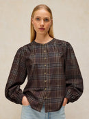 Lana Check Cord Top - Brown Multi