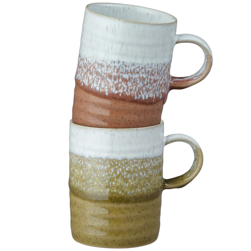 Kiln Accents Set of 2 Ridge Mugs Ochre & Rust
