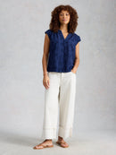 Amelia Embroidery Top - Indigo