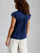 Amelia Embroidery Top - Indigo