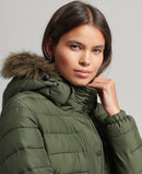 Fuji Hood Mid Len Puffer Jacket - Dark Moss Green