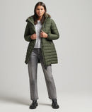 Fuji Hood Mid Len Puffer Jacket - Dark Moss Green