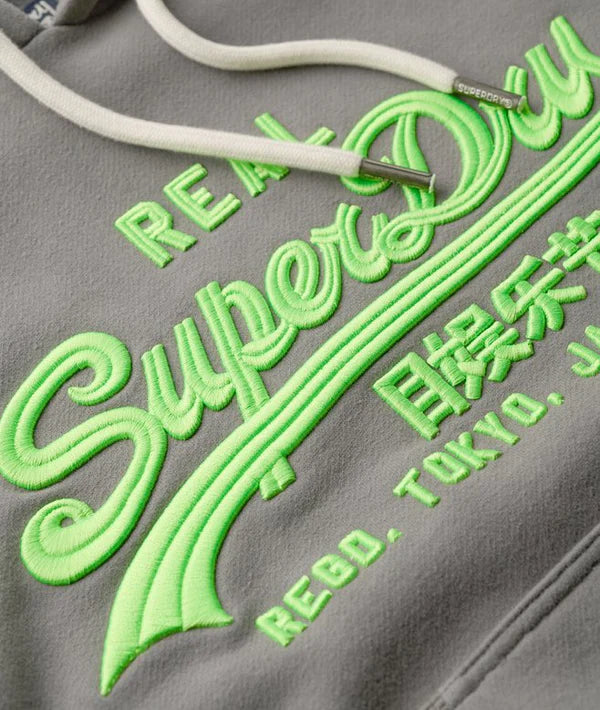 Neon Vl Emb Graphic Hoodie - Mid Grey