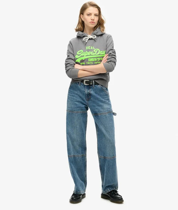 Neon Vl Emb Graphic Hoodie - Mid Grey