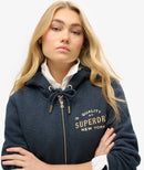 Luxe Metallic Logo Ziphood - Trench Navy Marl