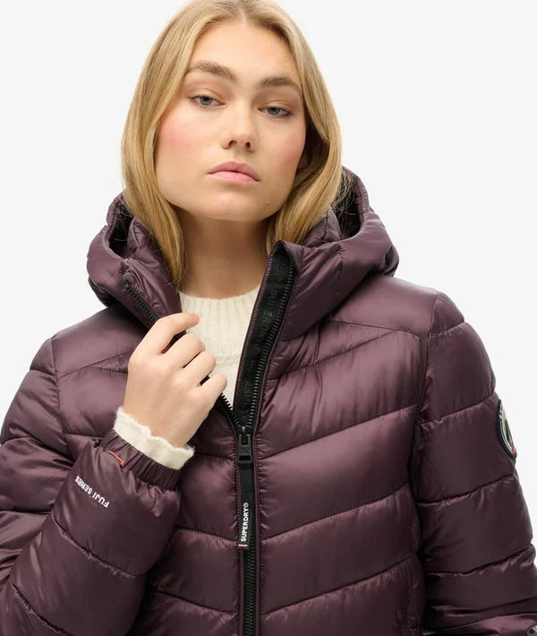 Hooded Fuji Mid Padded Jacket - Smoky Aubergine Purple