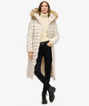 Fuji FauxFur Hood Longline Coat - Rainy Day Grey