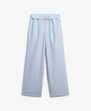 Cotton Stripe Elastic Trouser - Azure Blue Stripe Oxford