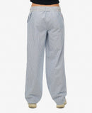 Cotton Stripe Elastic Trouser - Azure Blue Stripe Oxford