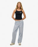 Cotton Stripe Elastic Trouser - Azure Blue Stripe Oxford
