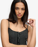 Print Cami Midi Dress - Black Dot Row Print