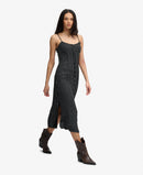 Print Cami Midi Dress - Black Dot Row Print