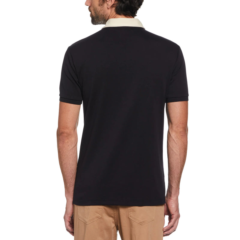 Vertical Stripe Polo Shirt - Black