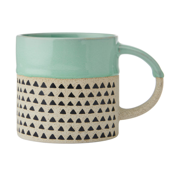 Wax Resist Green Glaze Mug