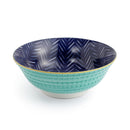 Indigo Chevron Stoneware Ramen Bowl - 21cm