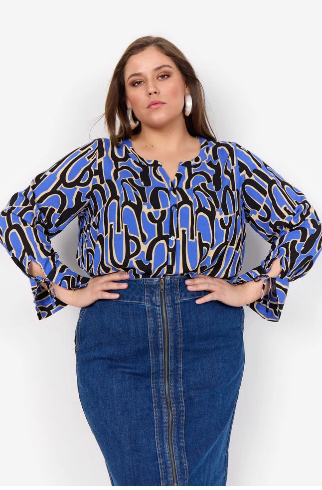 Valera 2 Abstract Print Blouse - Amparo Blue Combi