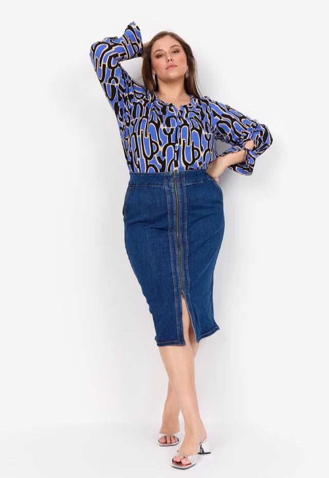 Valera 2 Abstract Print Blouse - Amparo Blue Combi