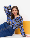 Valera 2 Abstract Print Blouse - Amparo Blue Combi