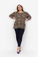 Vanja 1 Animal Print Blouse - Desert Brown