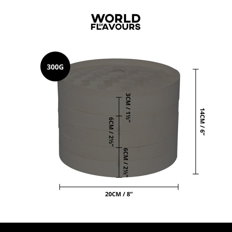 World of Flavours 20cm Oriental Bamboo Steamer