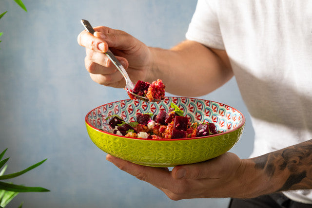 Geometric Line Stoneware Bowl, 21 cm