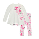 Ayla Rose Print Insert Legging Set - Snow White