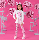Ayla Rose Print Insert Legging Set - Snow White