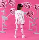 Ayla Rose Print Insert Legging Set - Snow White