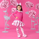 Aspen Rose Print Drop Waist Dress - Fuchsia