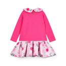 Aspen Rose Print Drop Waist Dress - Fuchsia