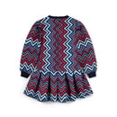 Cora Chevron Print Dress - Dark Navy